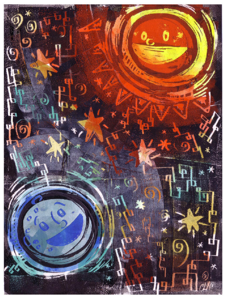 Personal piece featuring a sunshine, moonlight, good times, boogie.